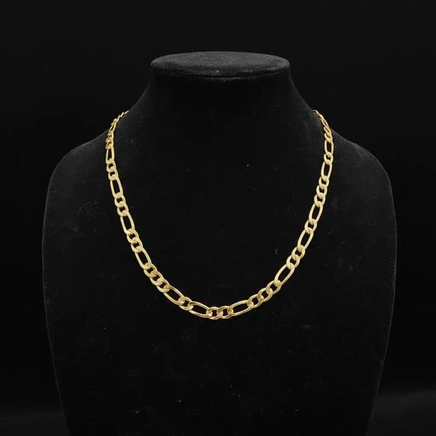 18ct Gold Titanium Figaro Chain 24 Inch 9mm