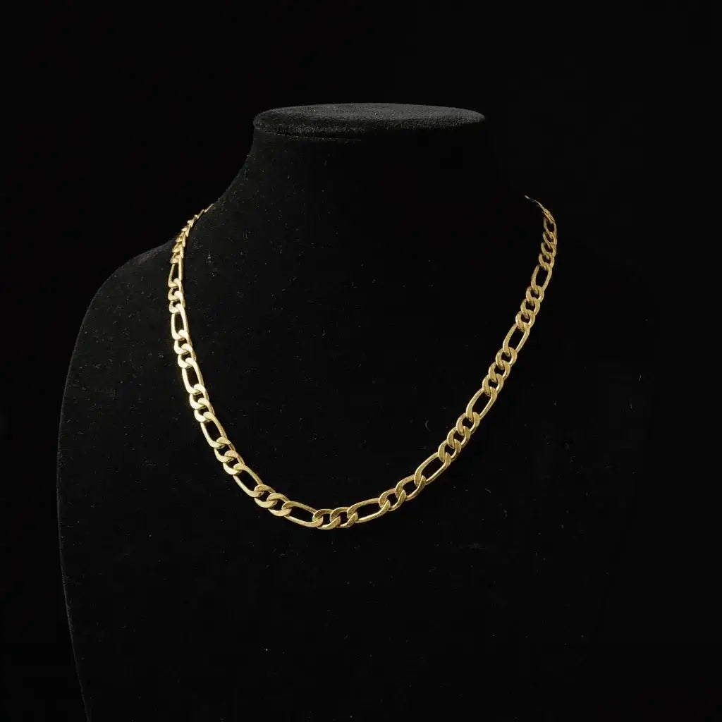18ct Gold Titanium Figaro Chain 24 Inch 9mm