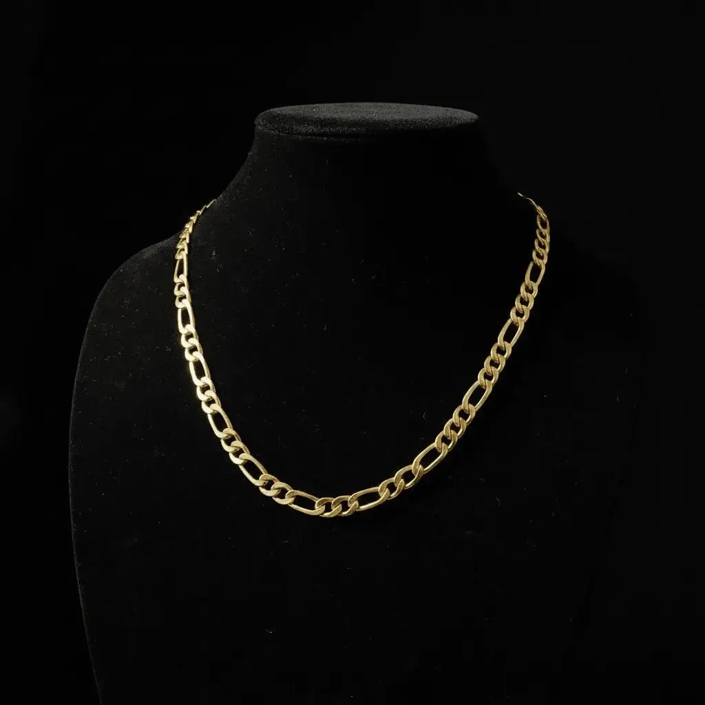 18ct Gold Titanium Figaro Chain 24 Inch 9mm