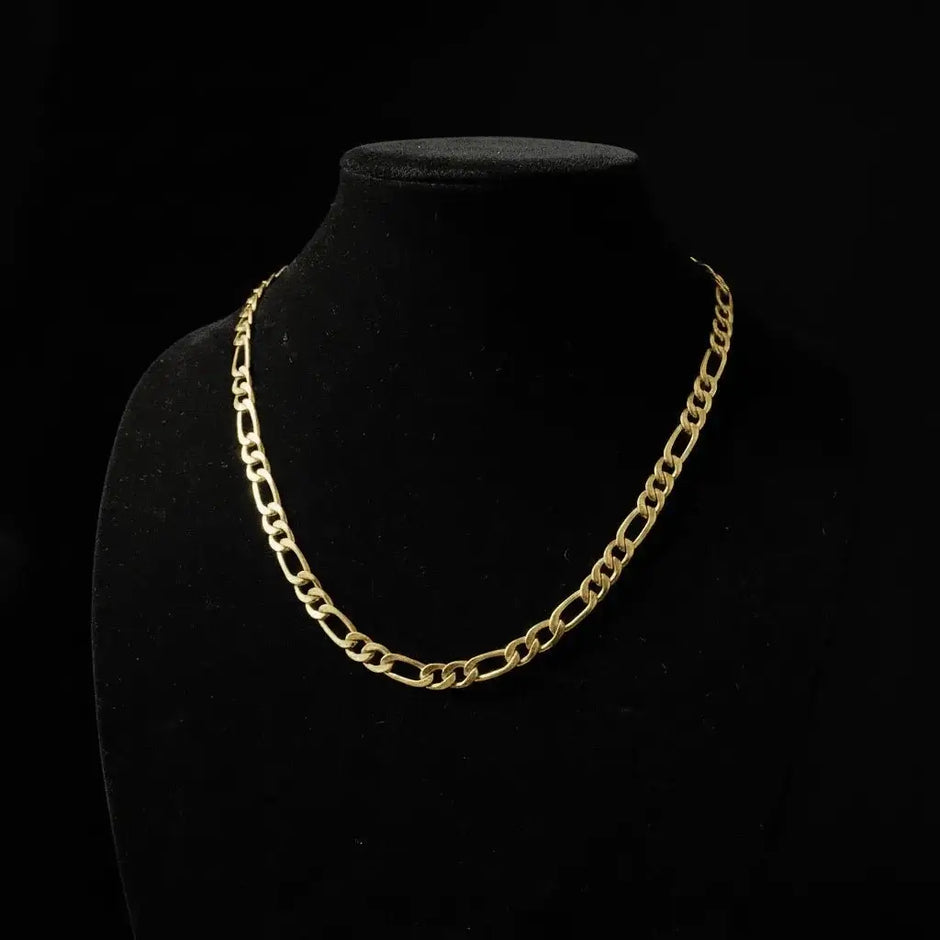 18ct Gold Titanium Figaro Chain 24 Inch 9mm