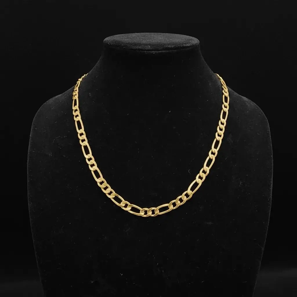 18ct Gold Titanium Figaro Chain 24 Inch 9mm