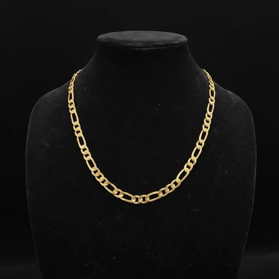18ct Gold Titanium Figaro Chain 24 Inch 9mm