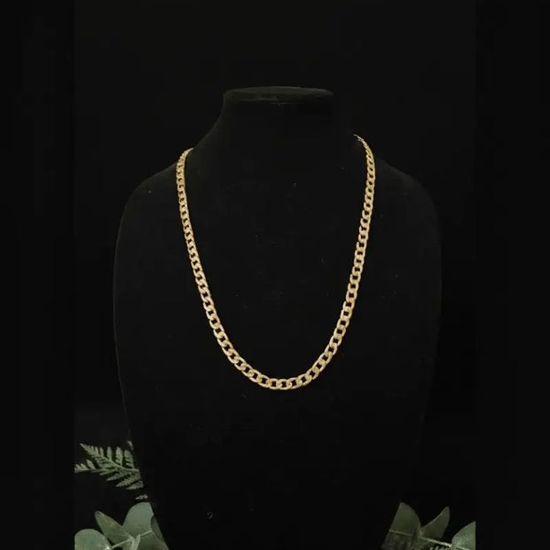 18ct Gold Titanium 26" 66cm 8mm Pattern Link Chain