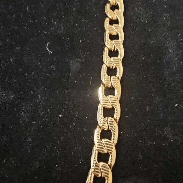 18ct Gold Titanium 26" 66cm 8mm Pattern Link Chain