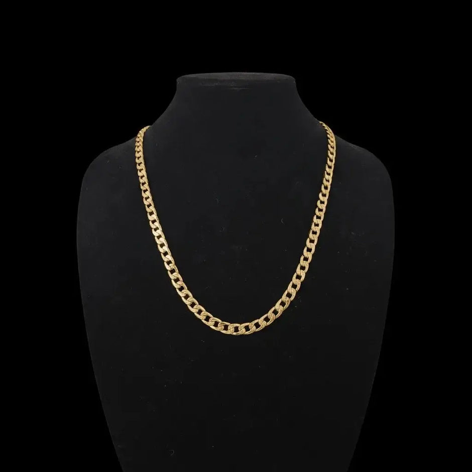 18ct Gold Titanium Steel 28" 71cm 8mm Pattern Link Chain - DP Online