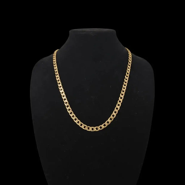 18ct Gold Titanium Steel 28" 71cm 8mm Pattern Link Chain - DP Online