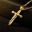 118ct Gold Titanium Crucifix Pendant Figaro Chain