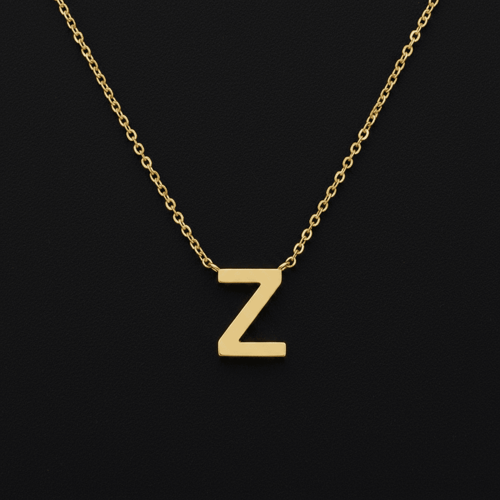 18ct Gold Titanium Initial Pendant Necklace