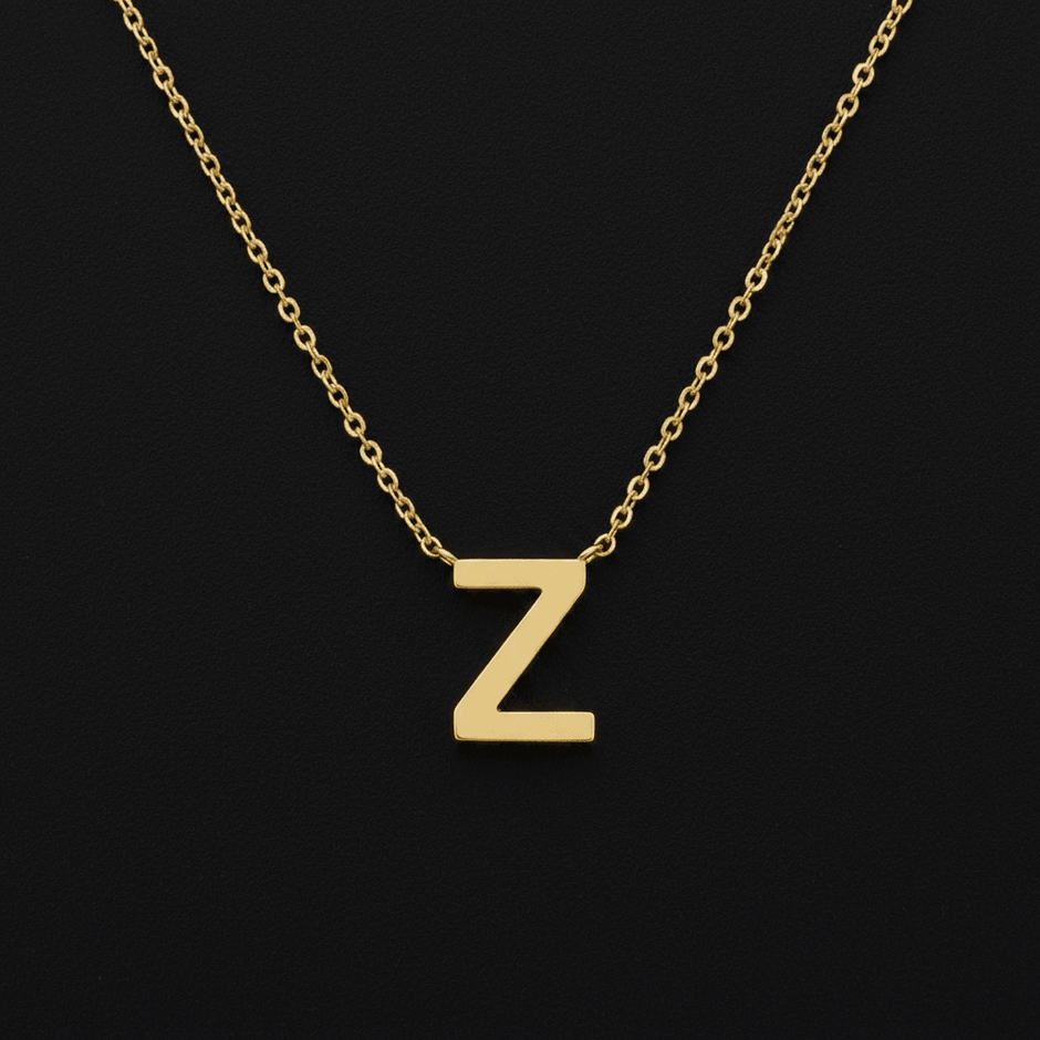 18ct Gold Titanium Initial Pendant Necklace