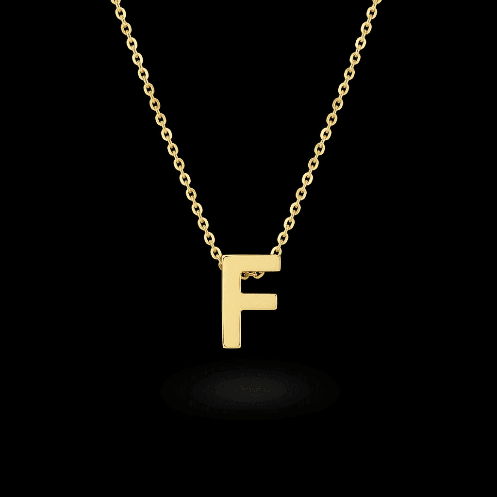 18ct Gold Titanium Initial Pendant Necklace