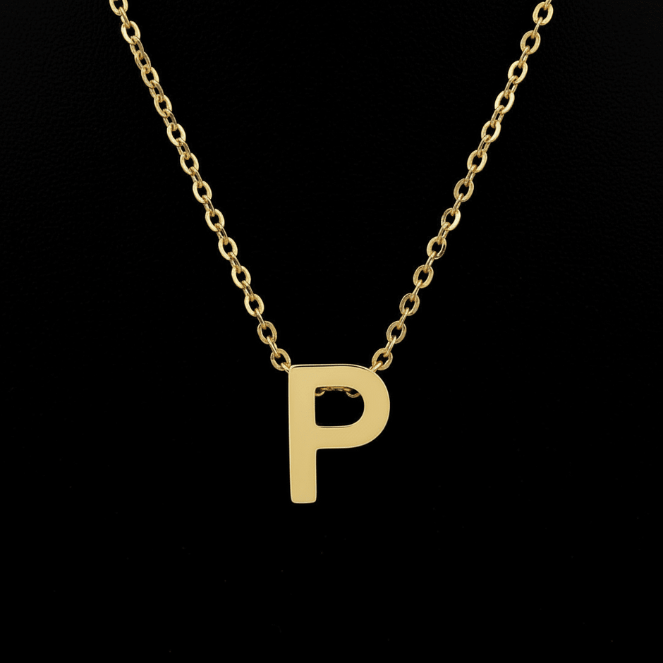 18ct Gold Titanium Initial Pendant Necklace
