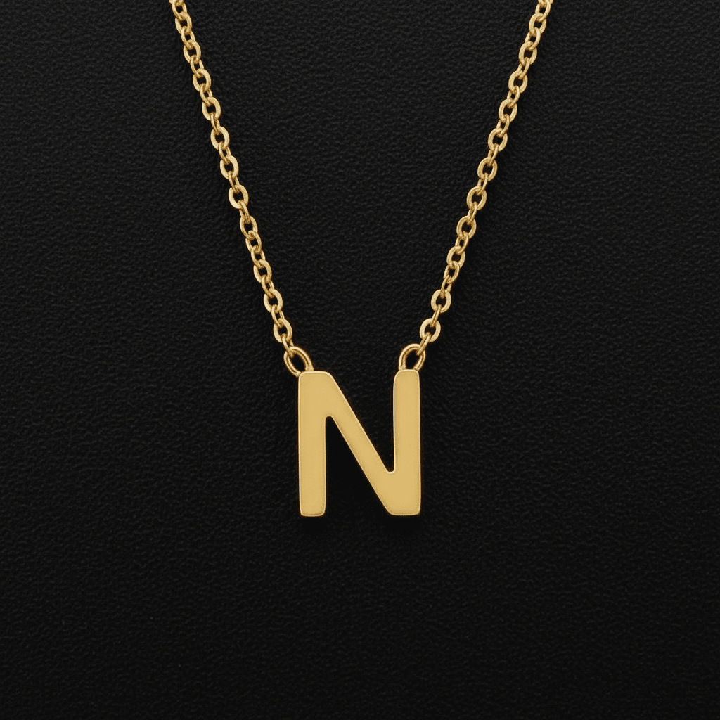 18ct Gold Titanium Initial Pendant Necklace
