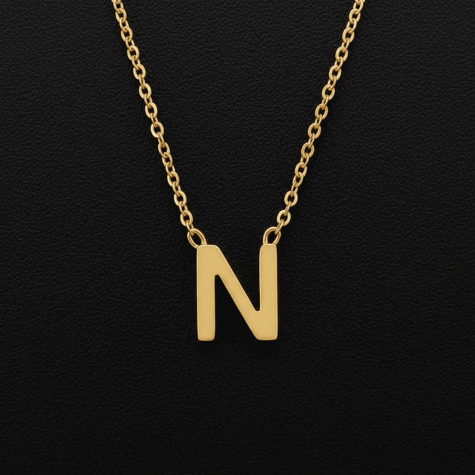 18ct Gold Titanium Initial Pendant Necklace