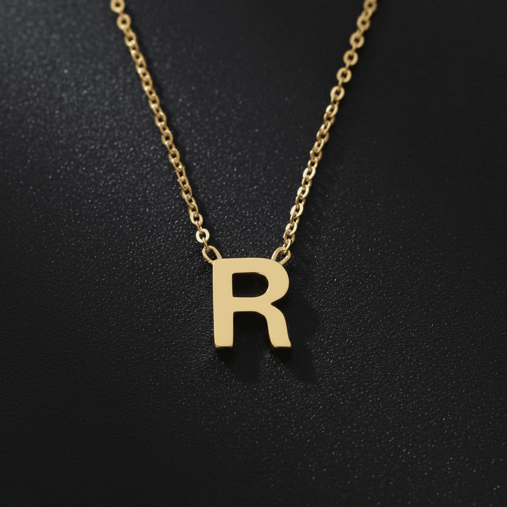 18ct Gold Titanium Initial Pendant Necklace