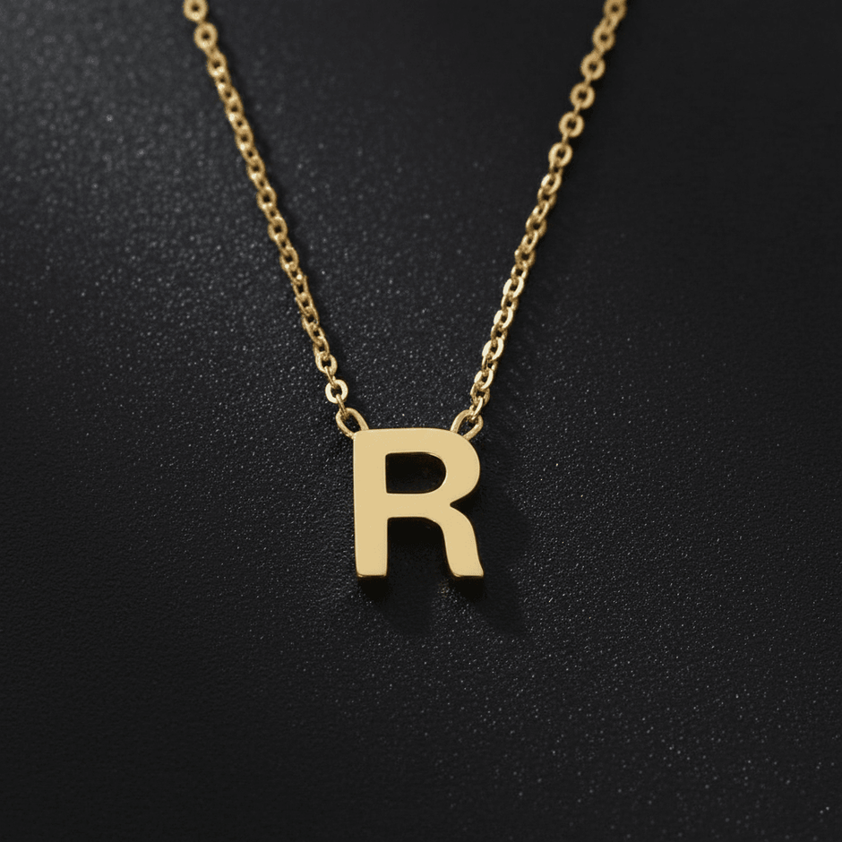 18ct Gold Titanium Initial Pendant Necklace