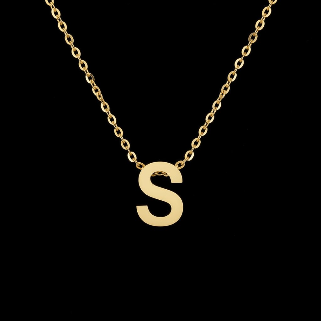 18ct Gold Titanium Initial Pendant Necklace