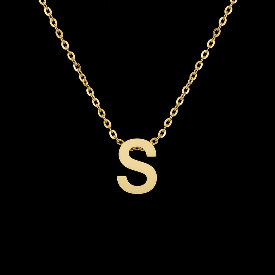 18ct Gold Titanium Initial Pendant Necklace