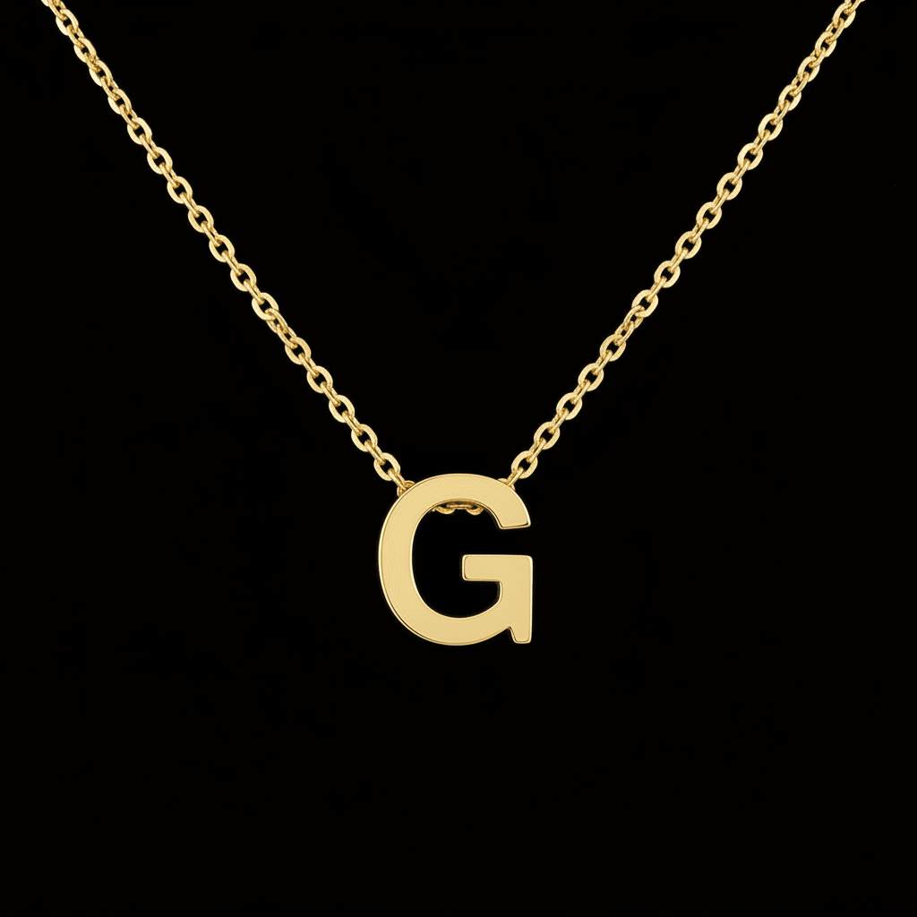 18ct Gold Titanium Initial Pendant Necklace