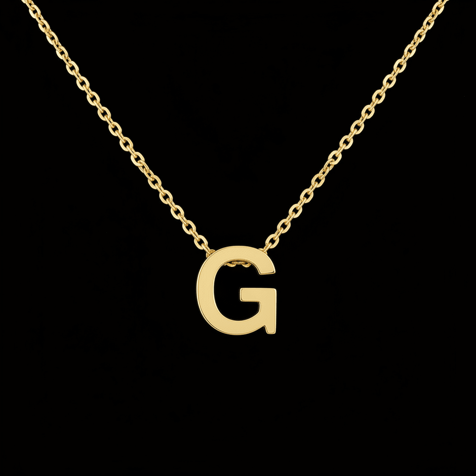 18ct Gold Titanium Initial Pendant Necklace