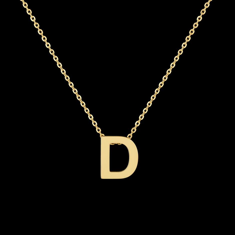 18ct Gold Titanium Initial Pendant Necklace