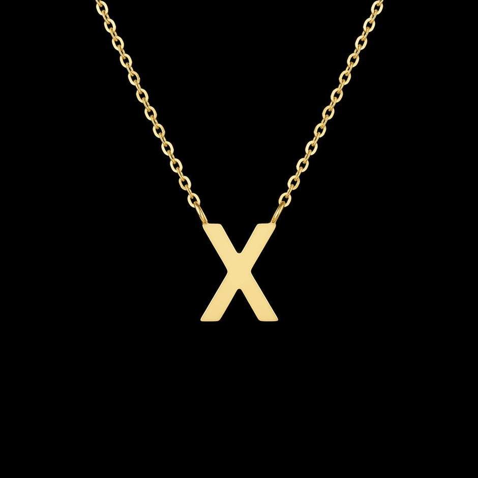 18ct Gold Titanium Initial Pendant Necklace