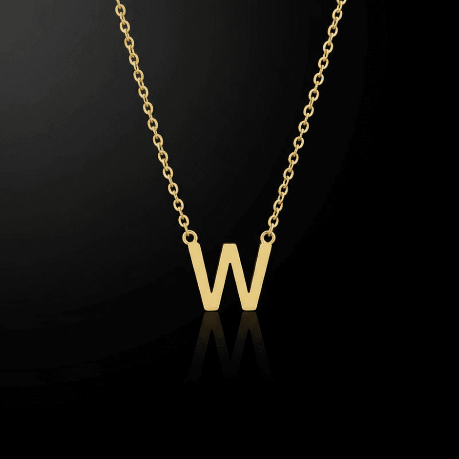 18ct Gold Titanium Initial Pendant Necklace