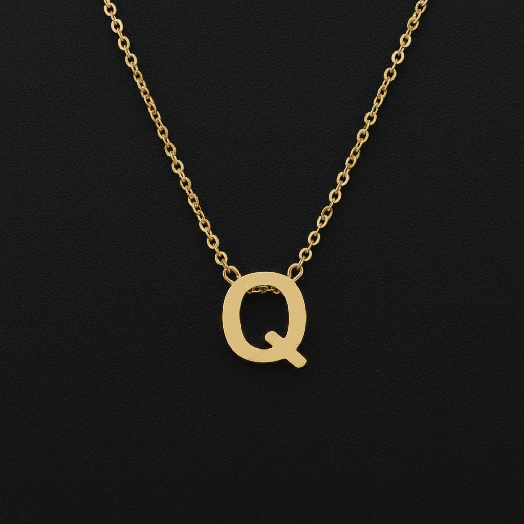 18ct Gold Titanium Initial Pendant Necklace