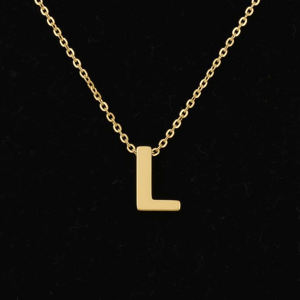 18ct Gold Titanium Initial Pendant Necklace