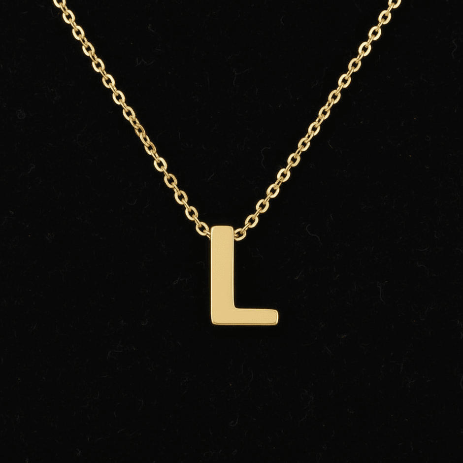 18ct Gold Titanium Initial Pendant Necklace