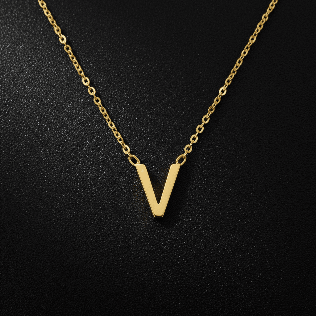 18ct Gold Titanium Initial Pendant Necklace