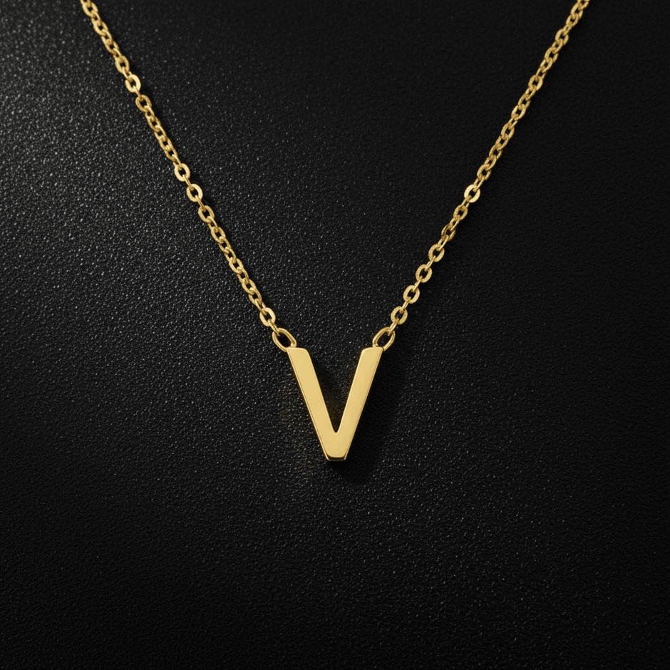 18ct Gold Titanium Initial Pendant Necklace