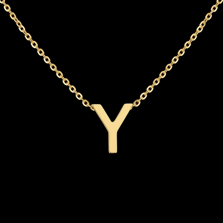 18ct Gold Titanium Initial Pendant Necklace