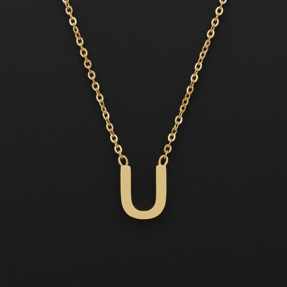18ct Gold Titanium Initial Pendant Necklace