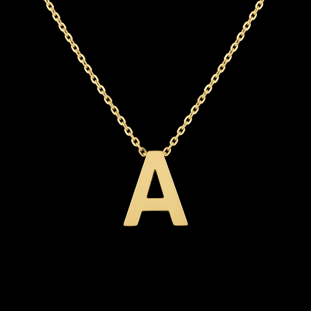 18ct Gold Titanium Steel Initial Pendant Necklace - DP Online
