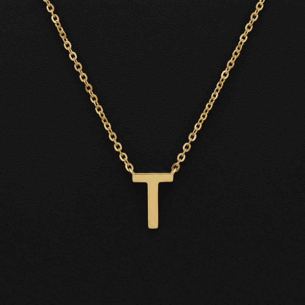 18ct Gold Titanium Initial Pendant Necklace