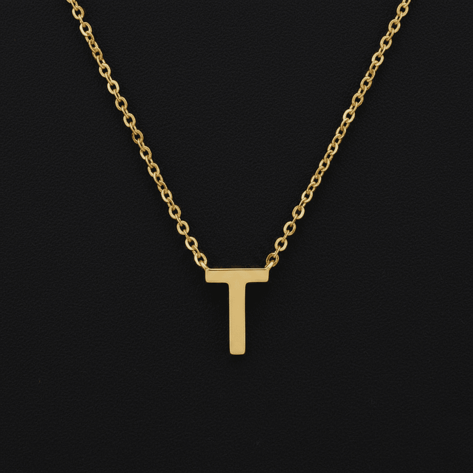 18ct Gold Titanium Initial Pendant Necklace