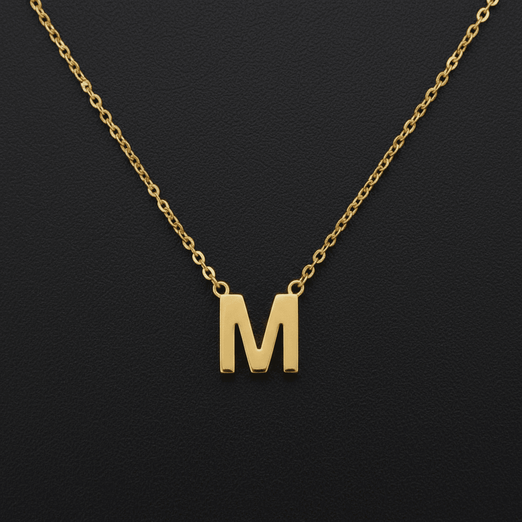 18ct Gold Titanium Initial Pendant Necklace