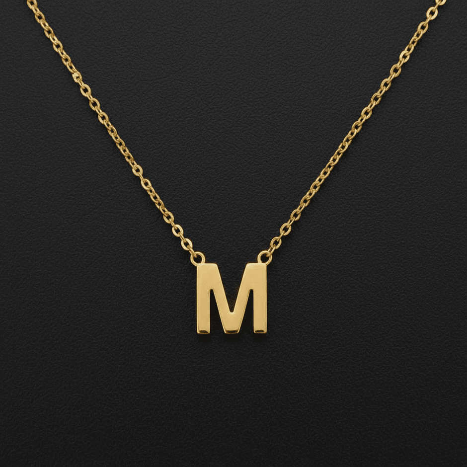 18ct Gold Titanium Initial Pendant Necklace