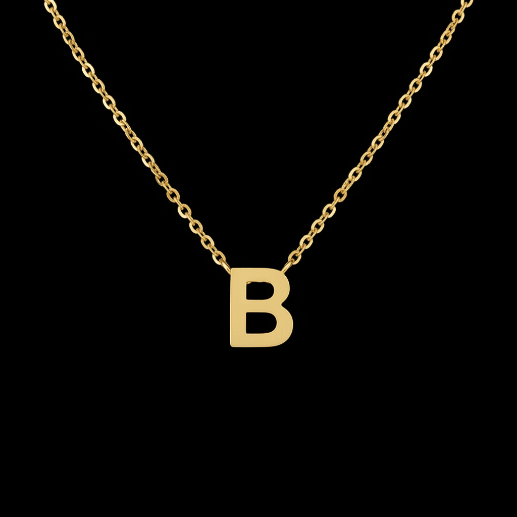 18ct Gold Titanium Initial Pendant Necklace