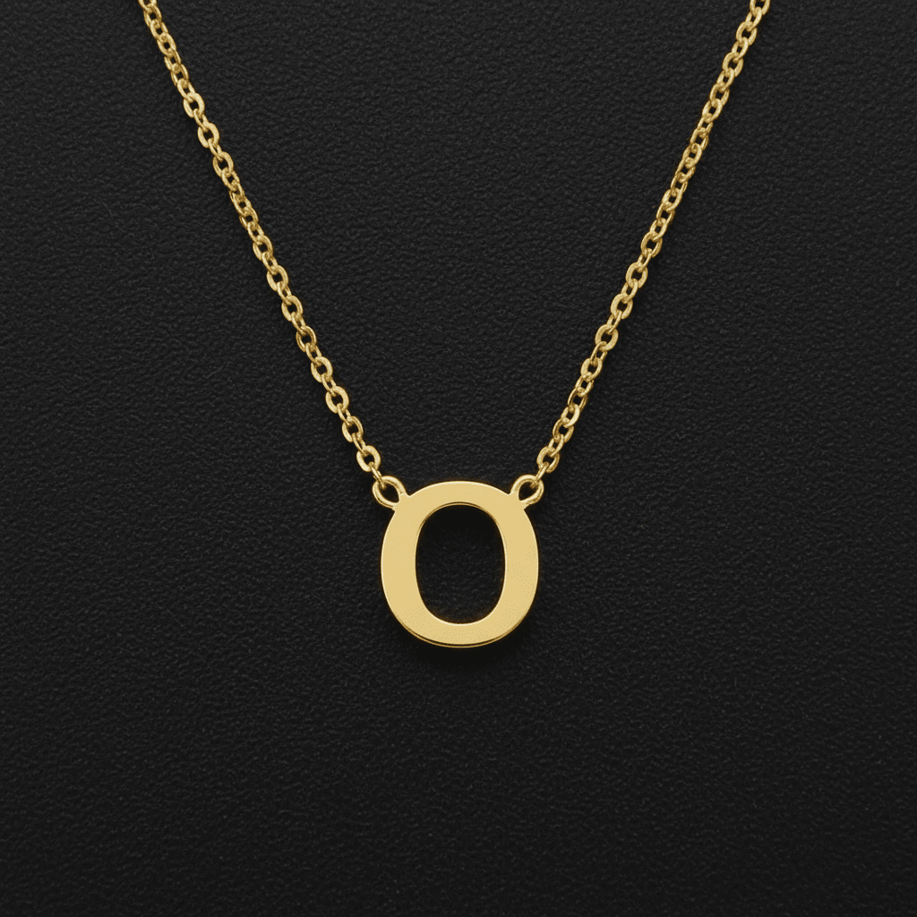 18ct Gold Titanium Initial Pendant Necklace