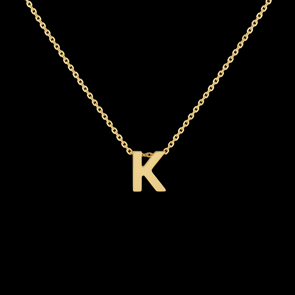 18ct Gold Titanium Initial Pendant Necklace