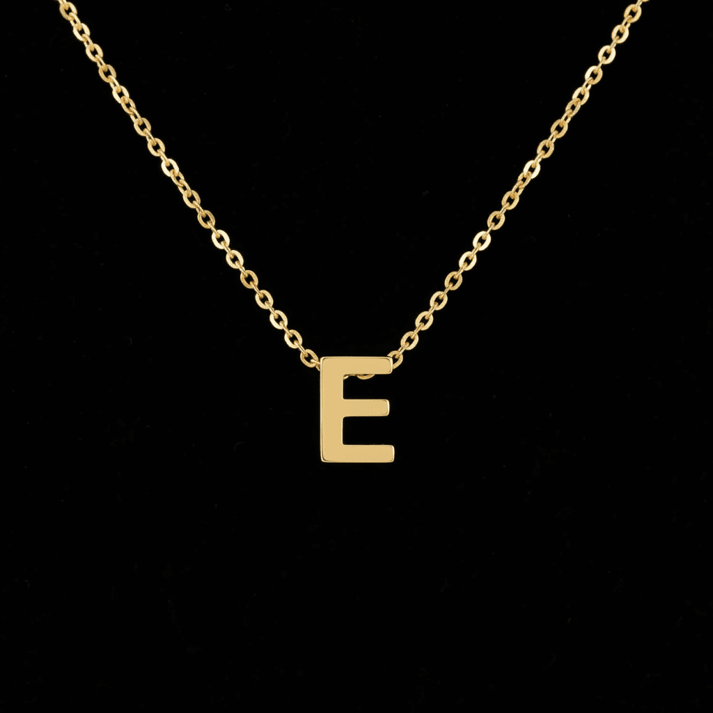 18ct Gold Titanium Initial Pendant Necklace
