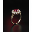 18ct Gold Titanium Steel Ruby Cubic Zirconia Cluster Ring - DP Online