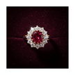 18ct Gold Titanium Steel Ruby Cubic Zirconia Cluster Ring - DP Online