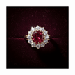 18ct Gold Titanium Steel Ruby Cubic Zirconia Cluster Ring - DP Online