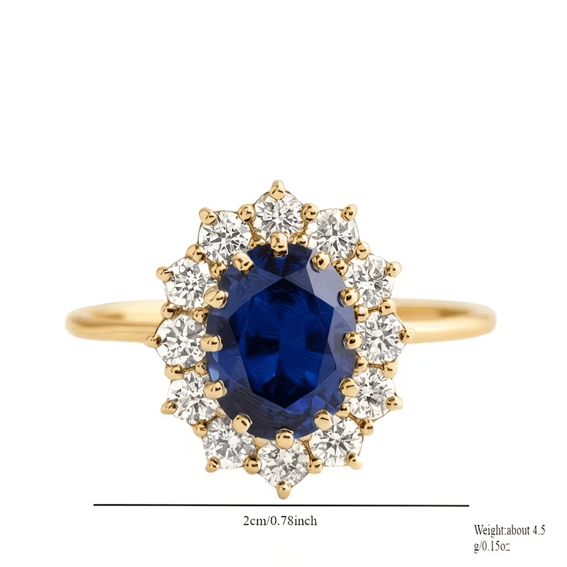 18ct Gold Titanium Steel Sapphire Cubic Zirconia Cluster Ring - DP Online