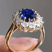 18ct Gold Titanium Steel Sapphire Cubic Zirconia Cluster Ring - DP Online