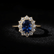 18ct Gold Titanium Steel Sapphire Cubic Zirconia Cluster Ring - DP Online