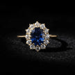 18ct Gold Titanium Sapphire Cubic Zirconia Cluster Ring