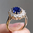 18ct Gold Titanium Steel Sapphire Cubic Zirconia Cluster Ring - DP Online